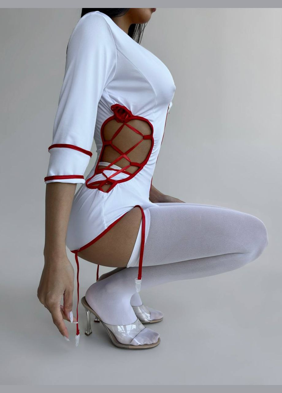 Белый привлекательный костюм "медсестра" с чулками Simply sexy
