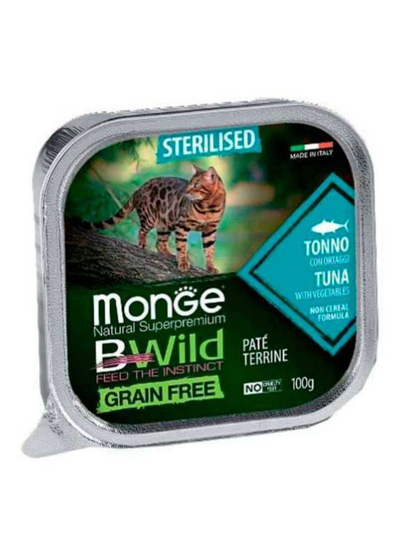 BWild Grain Free Wet Tuna Sterilized Cat - Консервований беззерновий корм з тунця для стерилізованих котів - 100 г Monge (327062133)