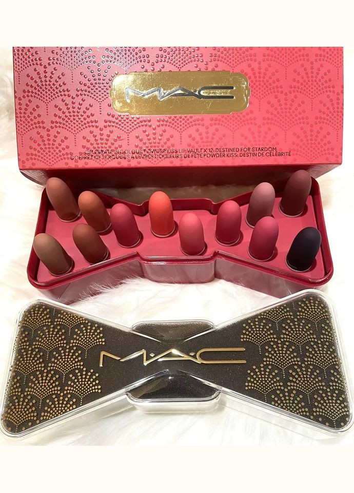 Набор матовых губных помад Powder Kiss Bubbles & Bows Holiday Collection Celebrate In Colour (12 шт по 1,5 гр) MAC (297568216)