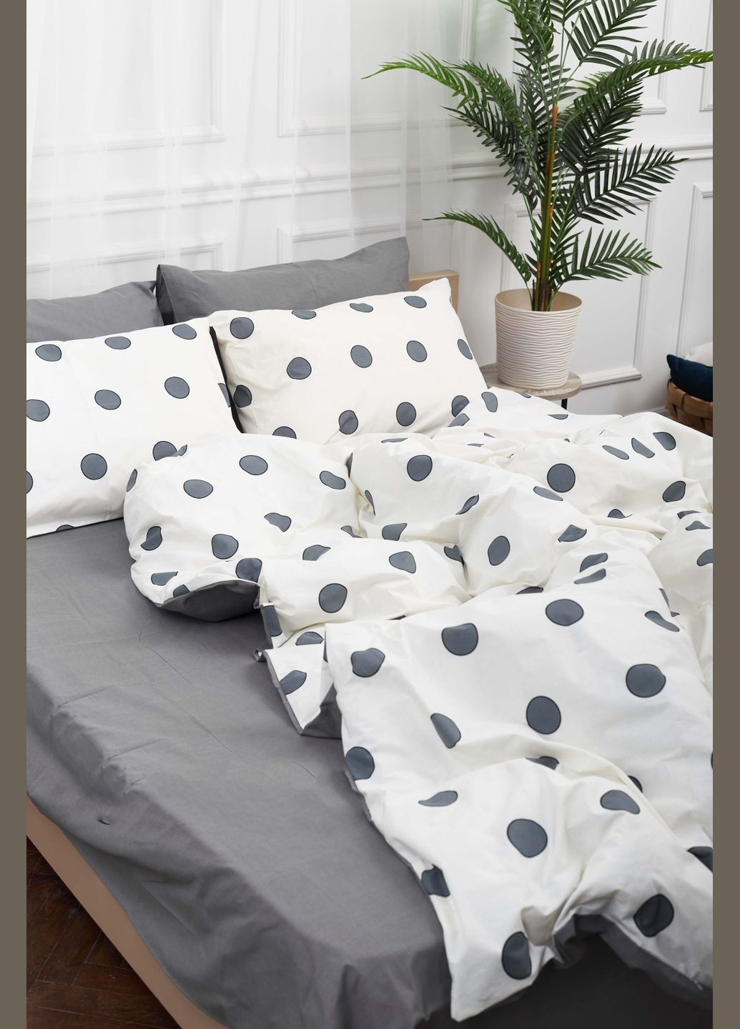 Комплект постільної білизни сімейний 160х220х2 наволочки 2х40х60 Ranforce Elite (MS-820000170) Moon&Star Riccarda Gray (284416401)