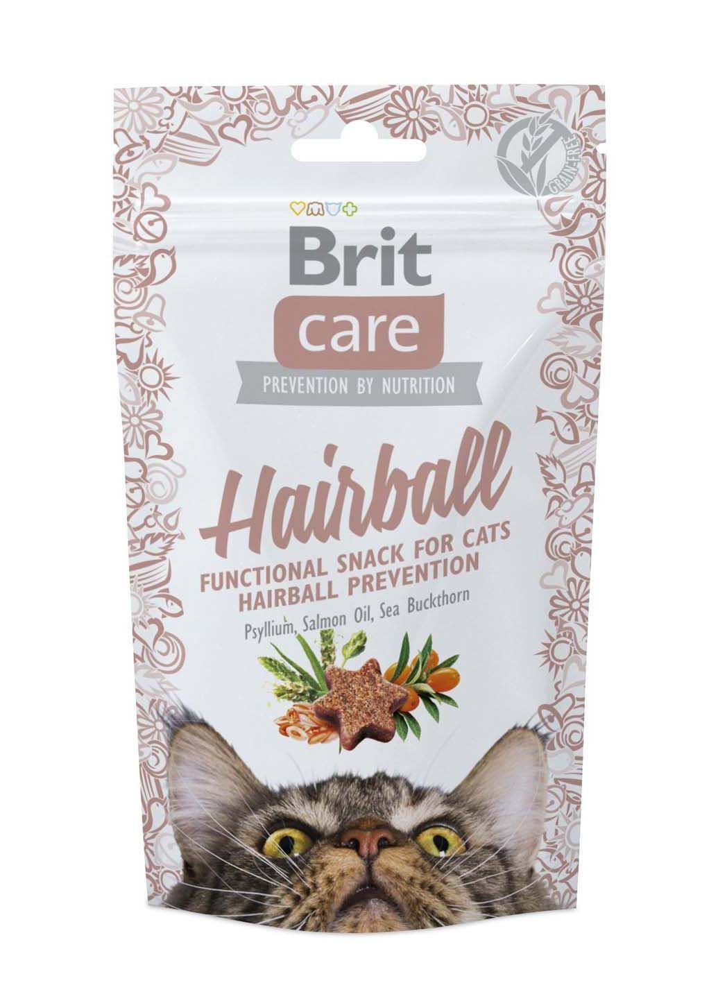 Ласощі для котів Hairball з качкою 50 г Brit Care (285779059)