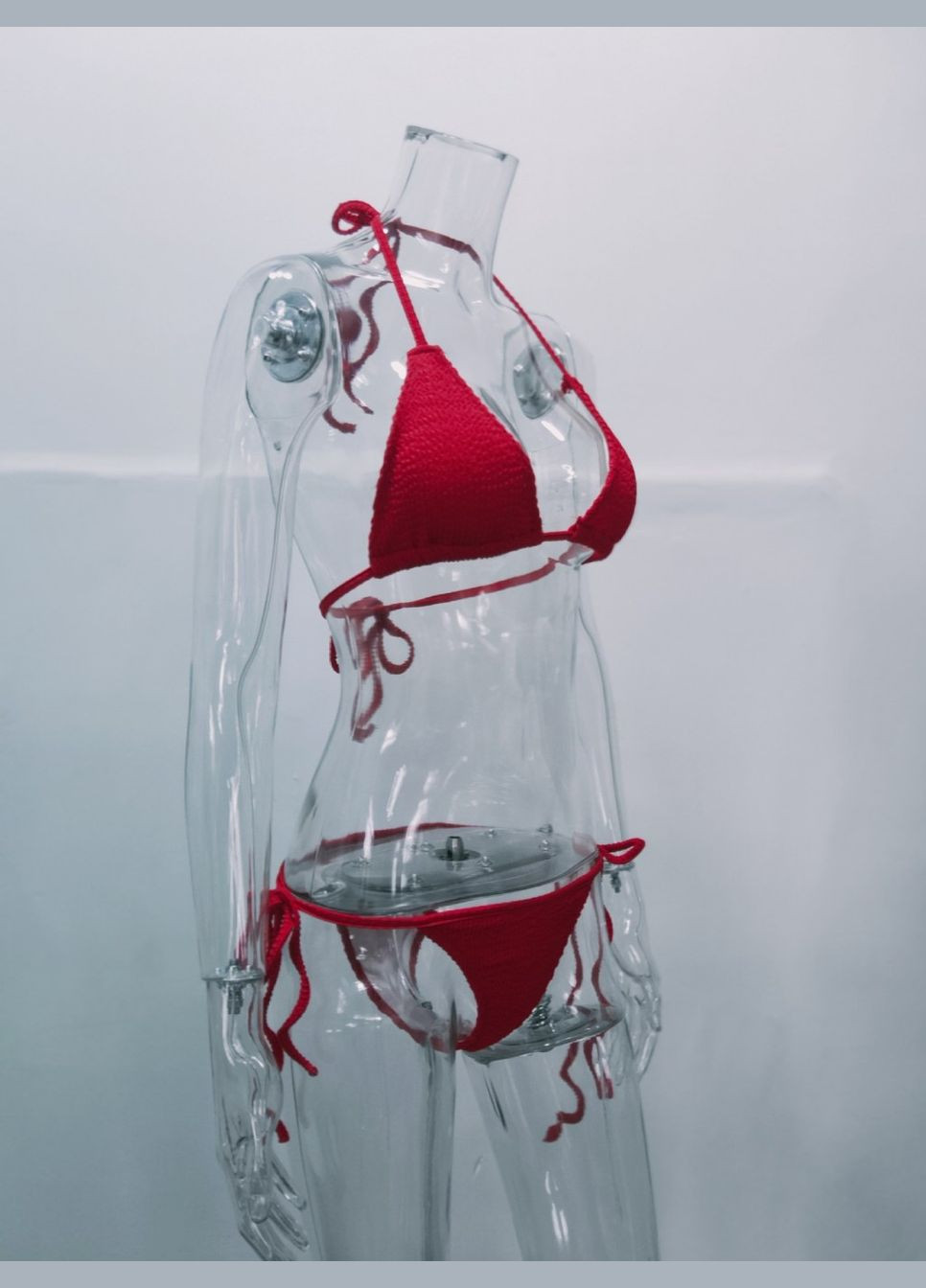 Червоний літній роздільний купальник із жниварки на зав'язках (куп-ваф-черв) Vakko