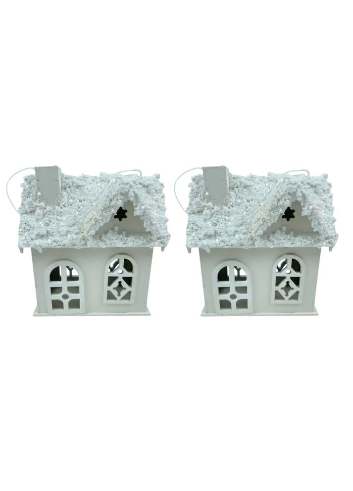 Набір декоративних новорічних будиночків з дерева 5×10×12 (см) ялинкова підвіска Молочний 28124201 Dashuri (371236596)