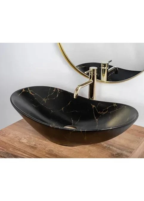 Умывальник (раковина) ROYAL 60 BLACK MARBLE МАТТ накладной Rea (393113533)
