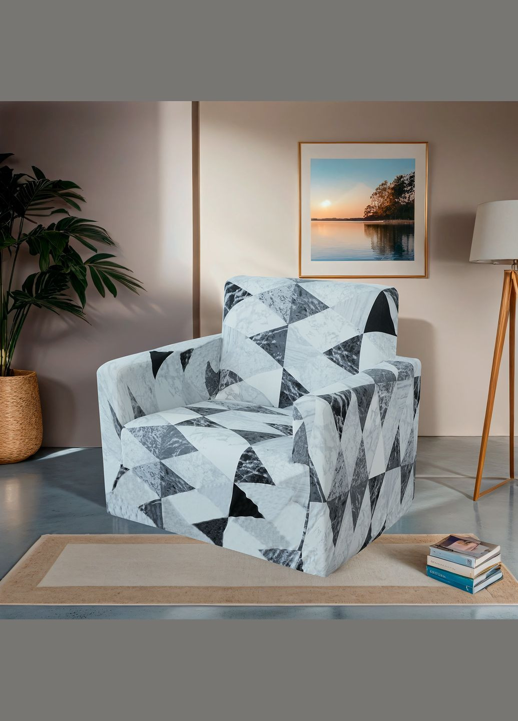 Чехол на кресло трикотажный универсальный 001 Love You (306459568)