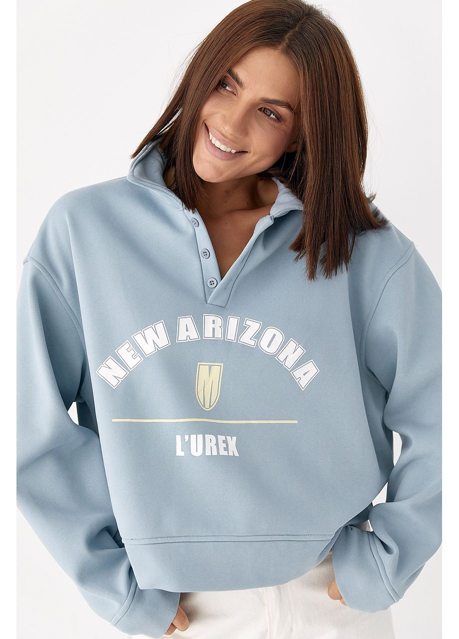 Голубой утепленный свитшот надпись (352691486)