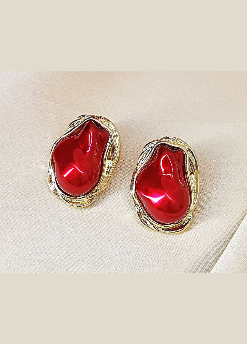 Женские сережки Большие барочные бусины Красные No Brand (334880537)