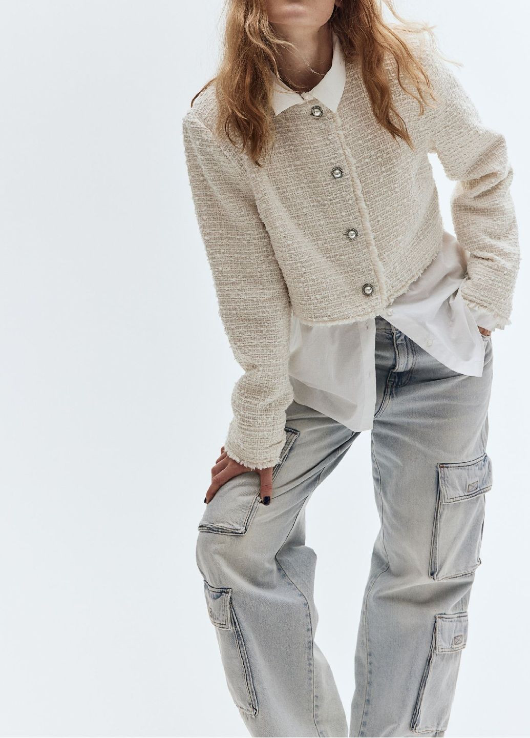 Молочна демісезонна куртка H&M