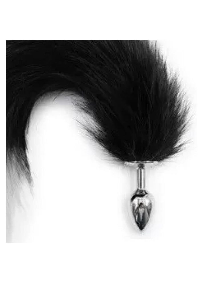 Анальная пробка с хвостом Anal plug faux fur fox tail black polyeste No Brand (303880890)