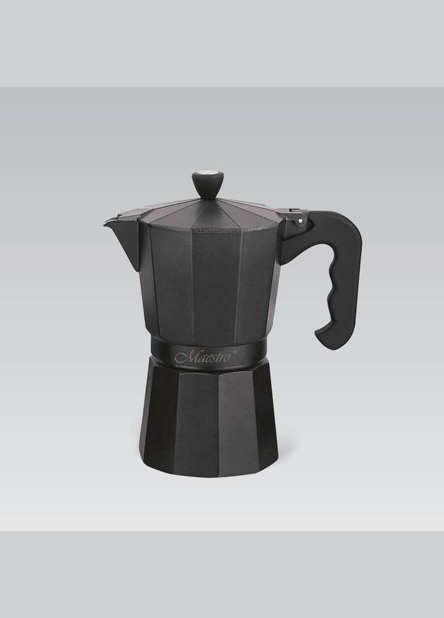 Кофеварка гейзерная алюминиевая 300 мл на 6 чашек (MR-1666-6 BLACK) Maestro (334004643)