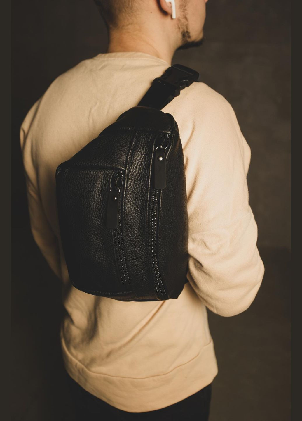 Сумка на пояс чоловіча з натуральної шкіри флотар SL004 (Чорна) SKILL (323427258)