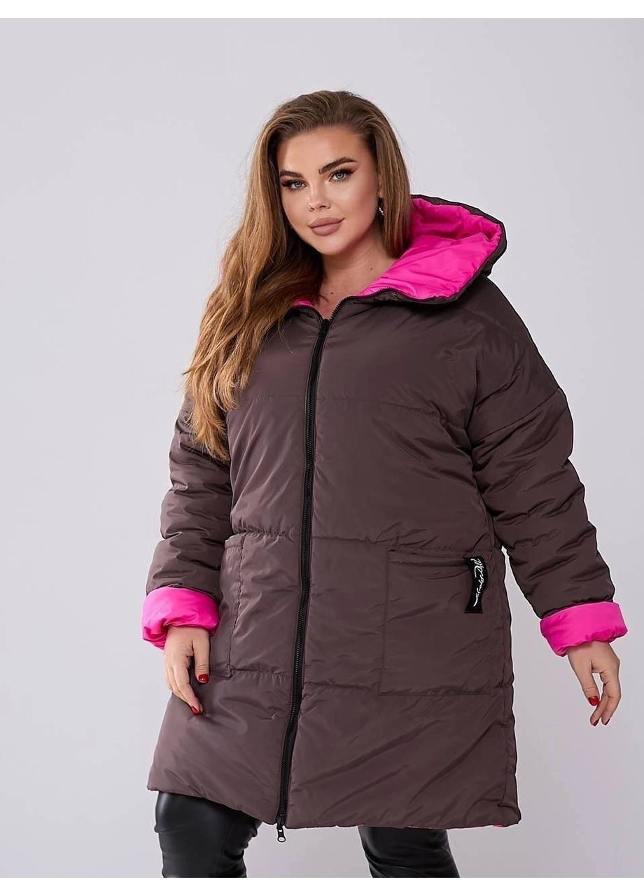 Коричнева демісезонна куртка жіноча двухстороння Style Point