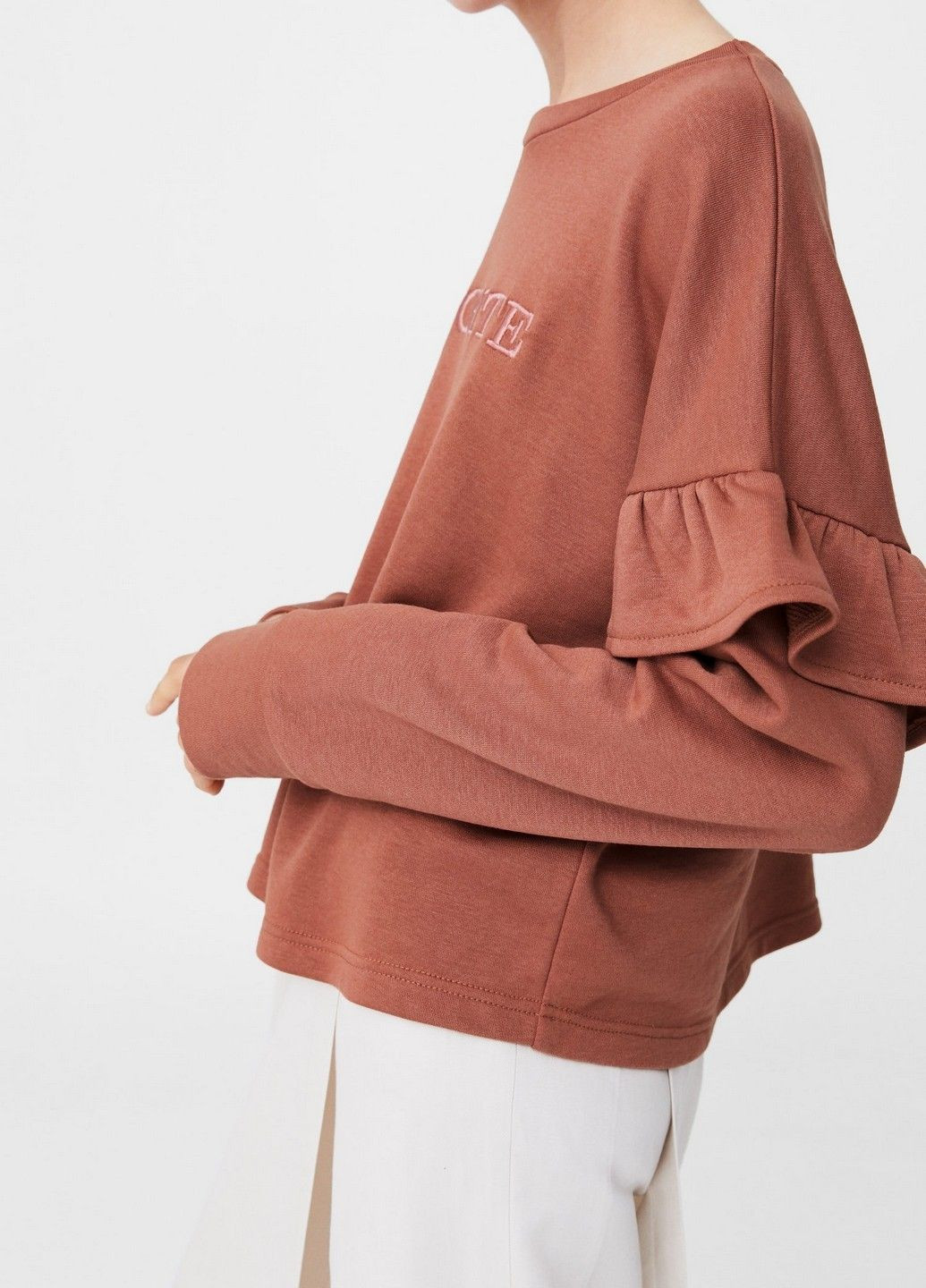 Темно-бежевый свитшот Mango однотонный (365760324)