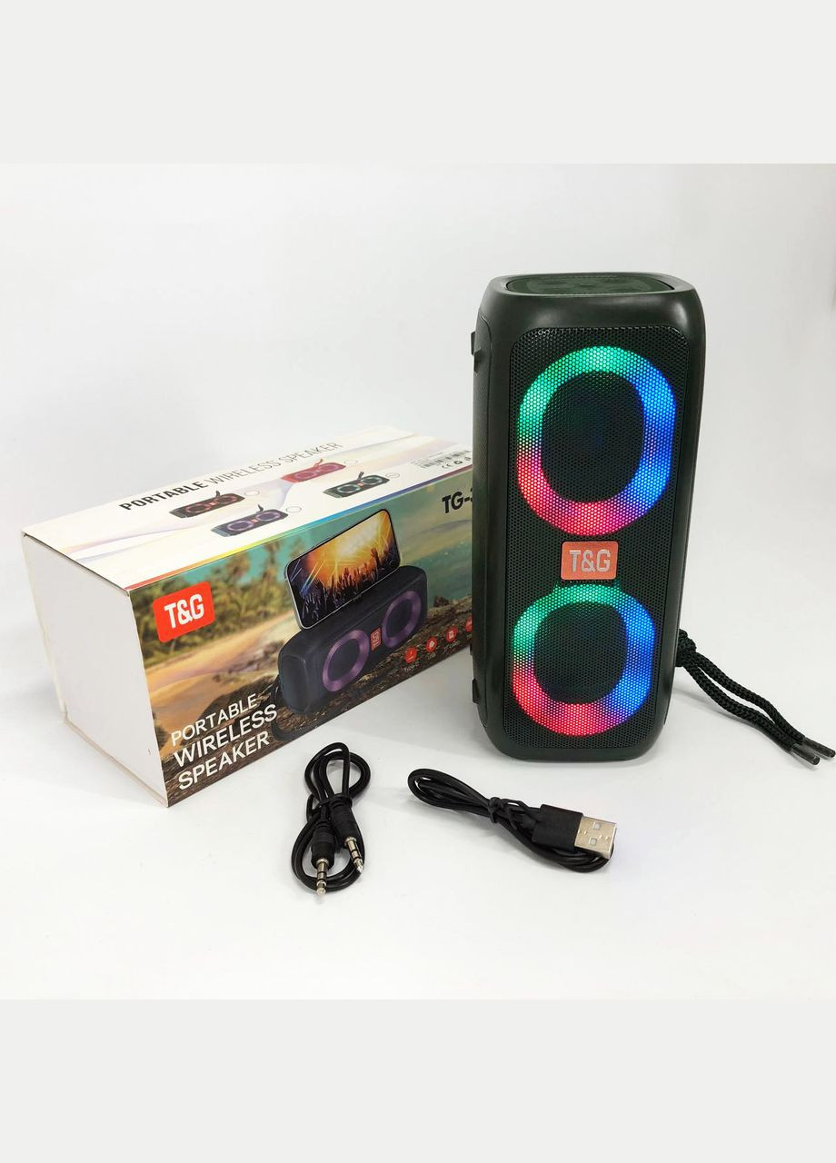 Портативная колонка TG333 2x5W с подсветкой RGB, аккумуляторная колонка для музыки. Цвет: зеленый No Brand (365751955)