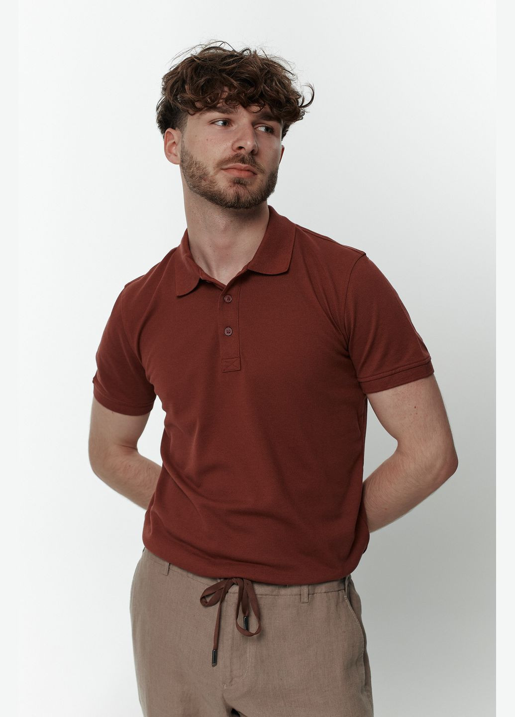 Терракотовая футболка-поло для мужчин NAVI