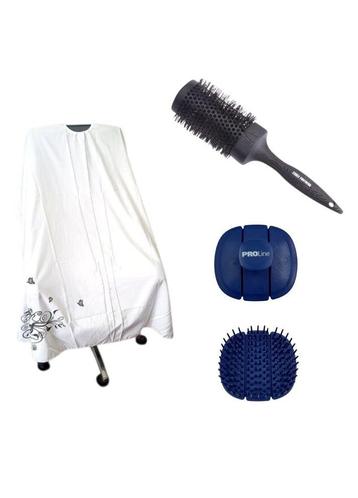 Набір "Елегантне Укладання" 3 в 1: Керамічний термобраш BAN00153-C, Пеньюар "Метелики" та Щітка для шампуню синя Proline (363028619)