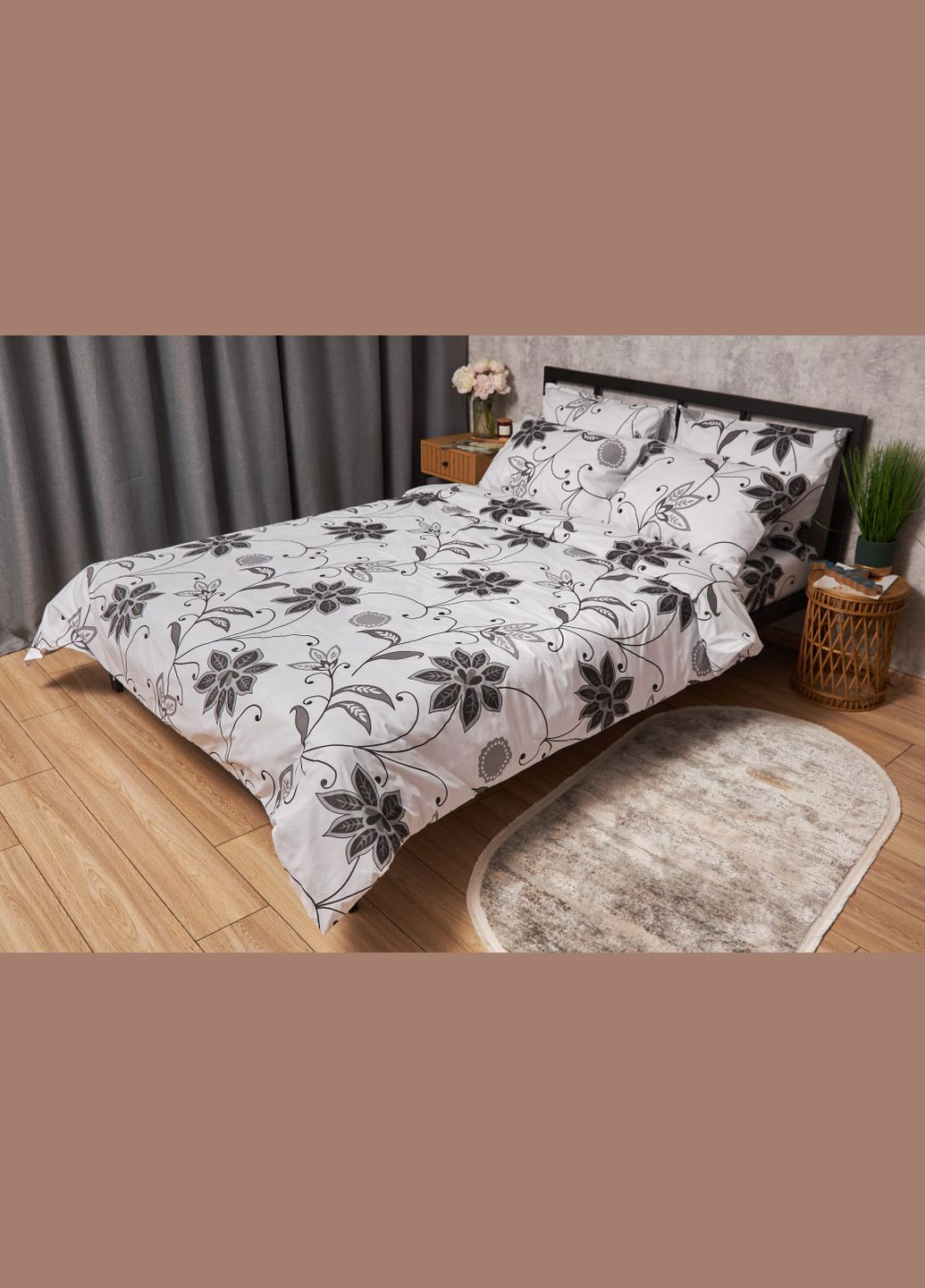 Комплект постільної білизни Бязь Gold Люкс «» полуторний 143х210 наволочки 4х70х70 (MS-820005619) Moon&Star Gray Denim (302973706)