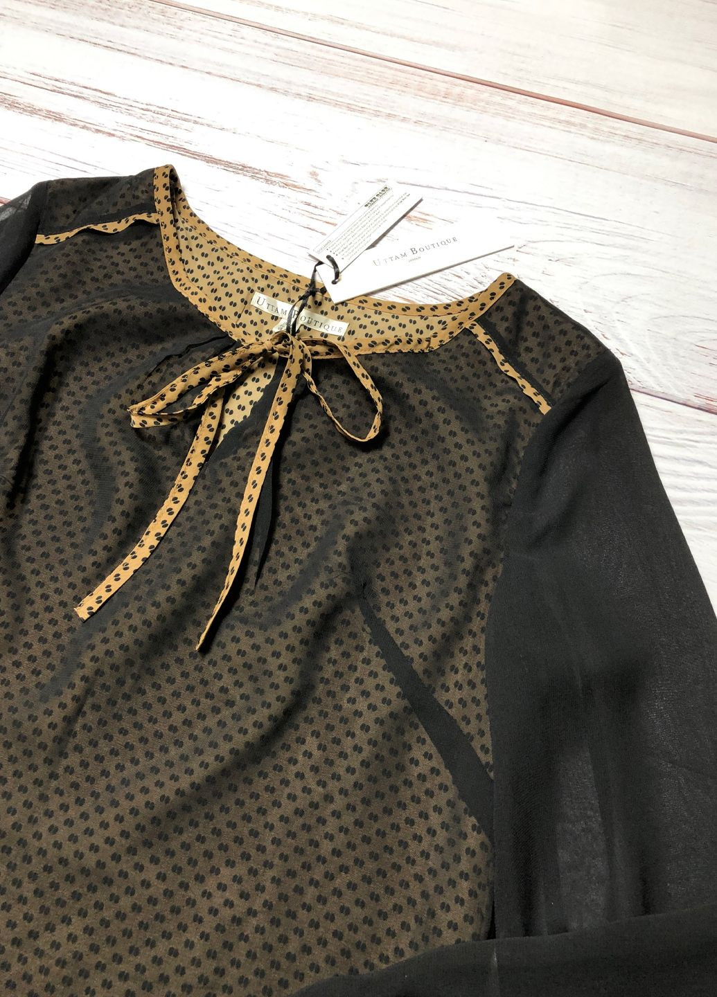 Чёрная черная шифоновая блузка Uttam Boutique