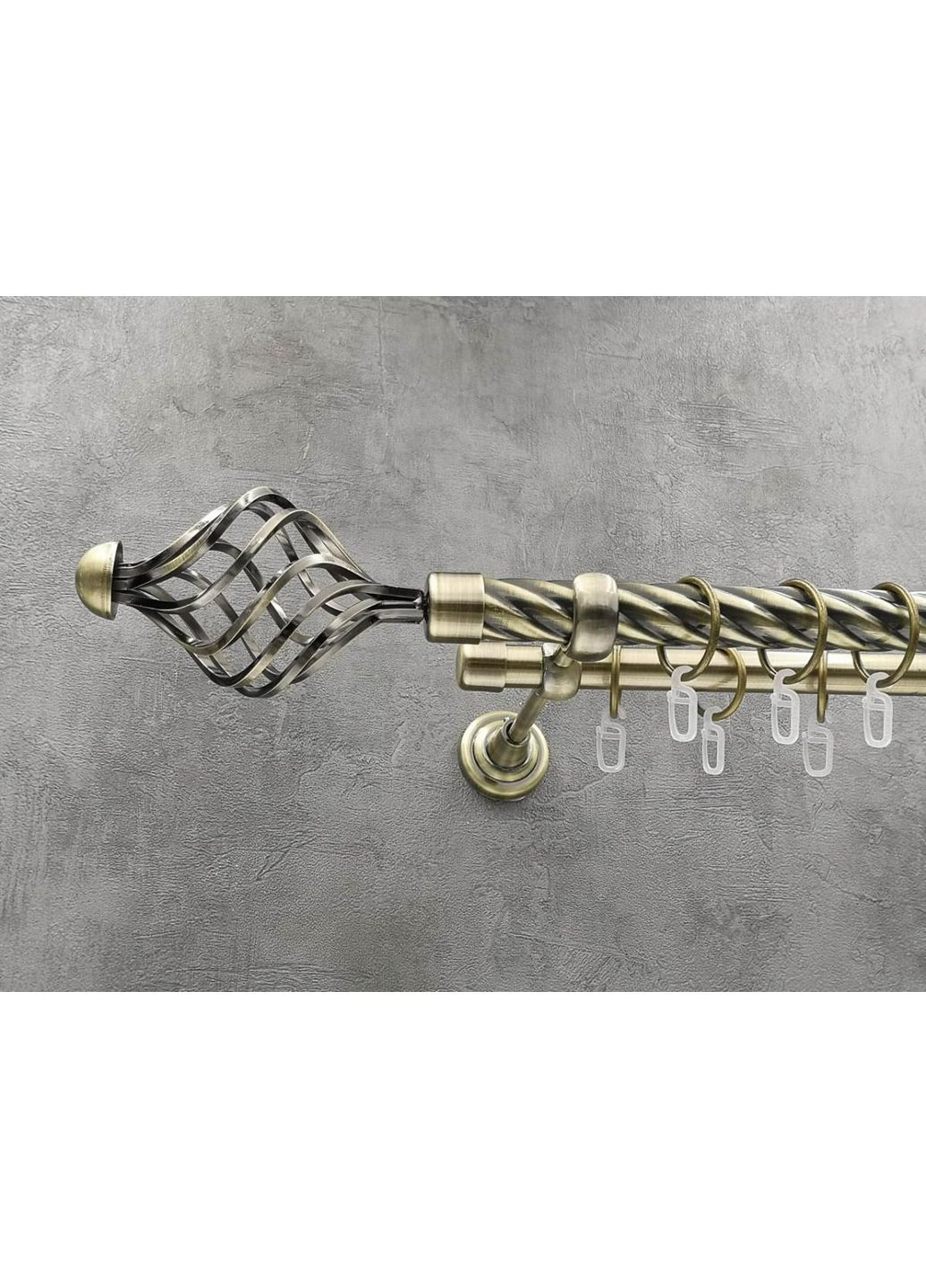 Карниз Арезо витая штанга двойной открытый 25/19 мм 300 см Антик Quadrum (352783002)