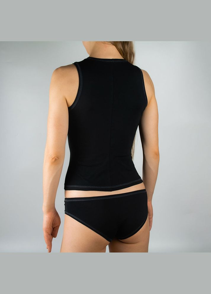 Майка женская закрытая черная с серыми швами No Brand — 307930740