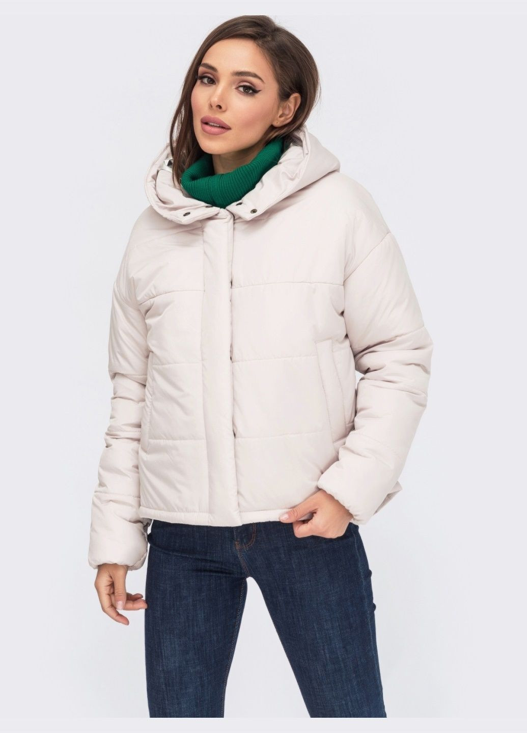 Бежева демісезонна демісезонна куртка з капюшоном бежева Dressa