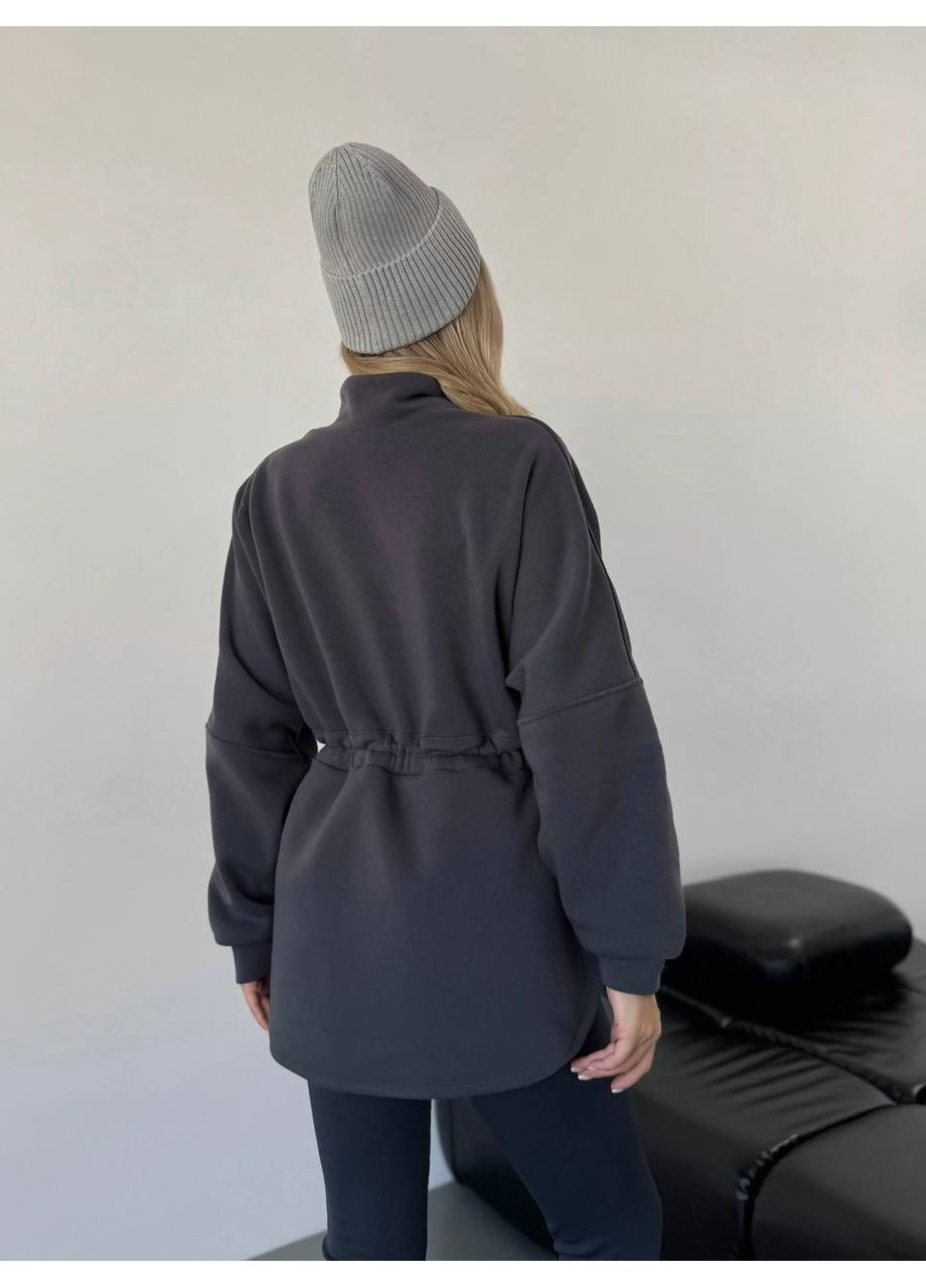 Жіноча тепла кофта на блискавці графiтового кольору 35790 No Brand (366868720)
