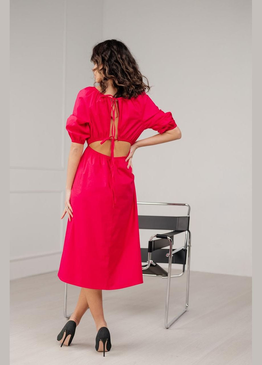 Фуксинова (кольору Фукія) плаття жіноче котонове із зав'язками міді фуксія mkaz6422-1 Modna KAZKA