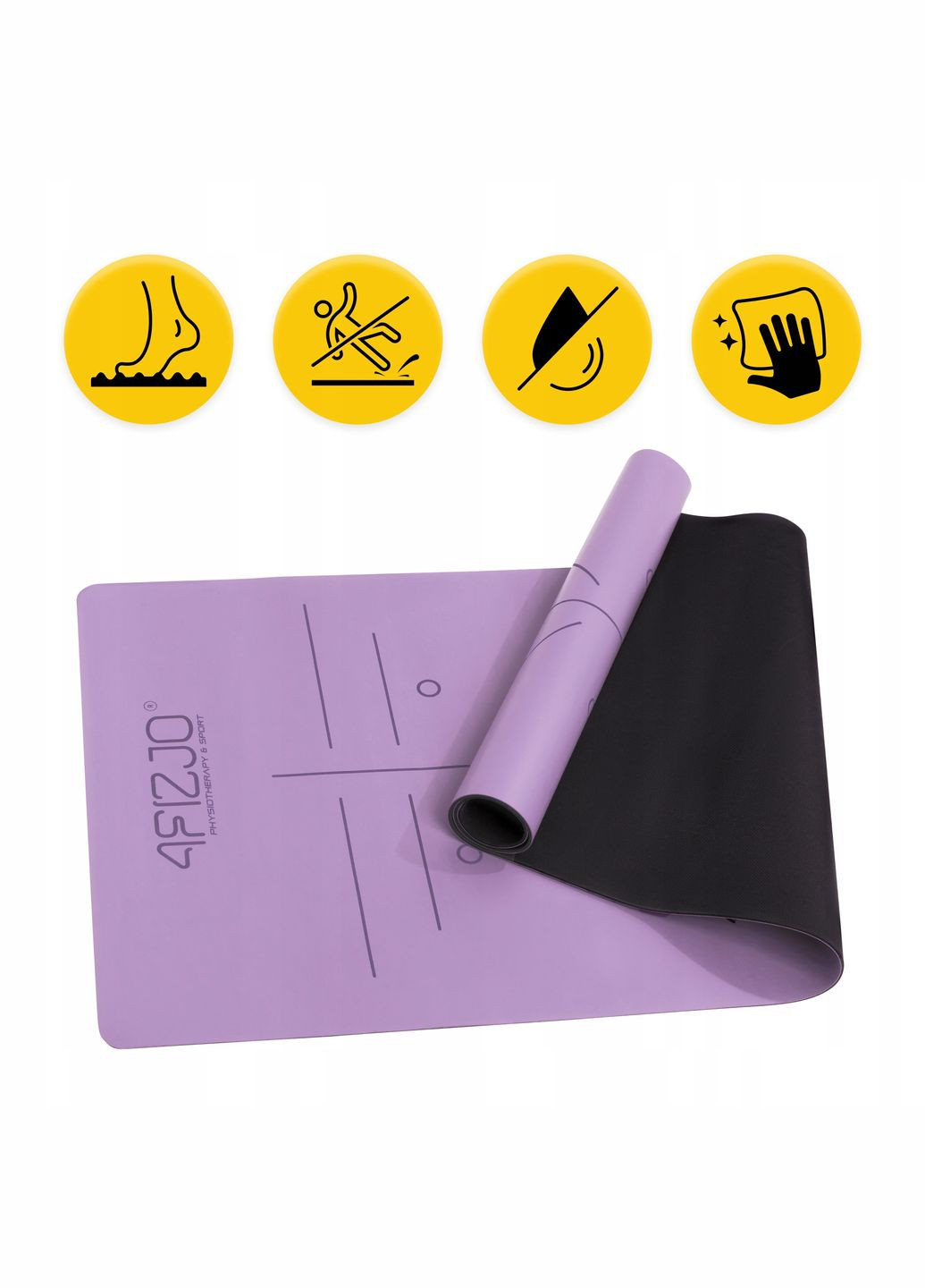 Коврик (мат) спортивный PU 183 x 68 x 0.4 см для йоги и фитнеса Violet (P-5907739319548) 4FIZJO (301733227)