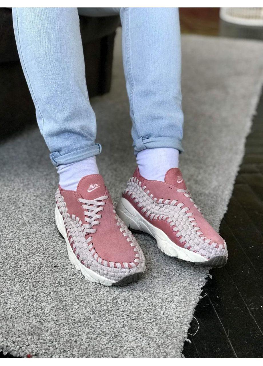 Розовые демисезонные кроссовки мужские nike footscape woven pink white найк No Brand