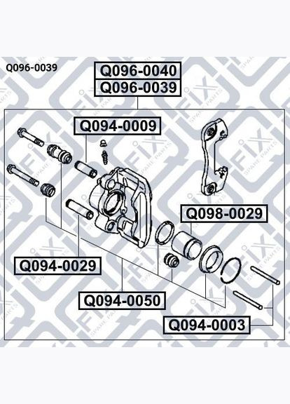 Суппорт тормозной задний левый Q096-0039 PAJERO Паджеро Спорт 1997-2008 MR307413 Q-FIX Pajero Sport (345738454)