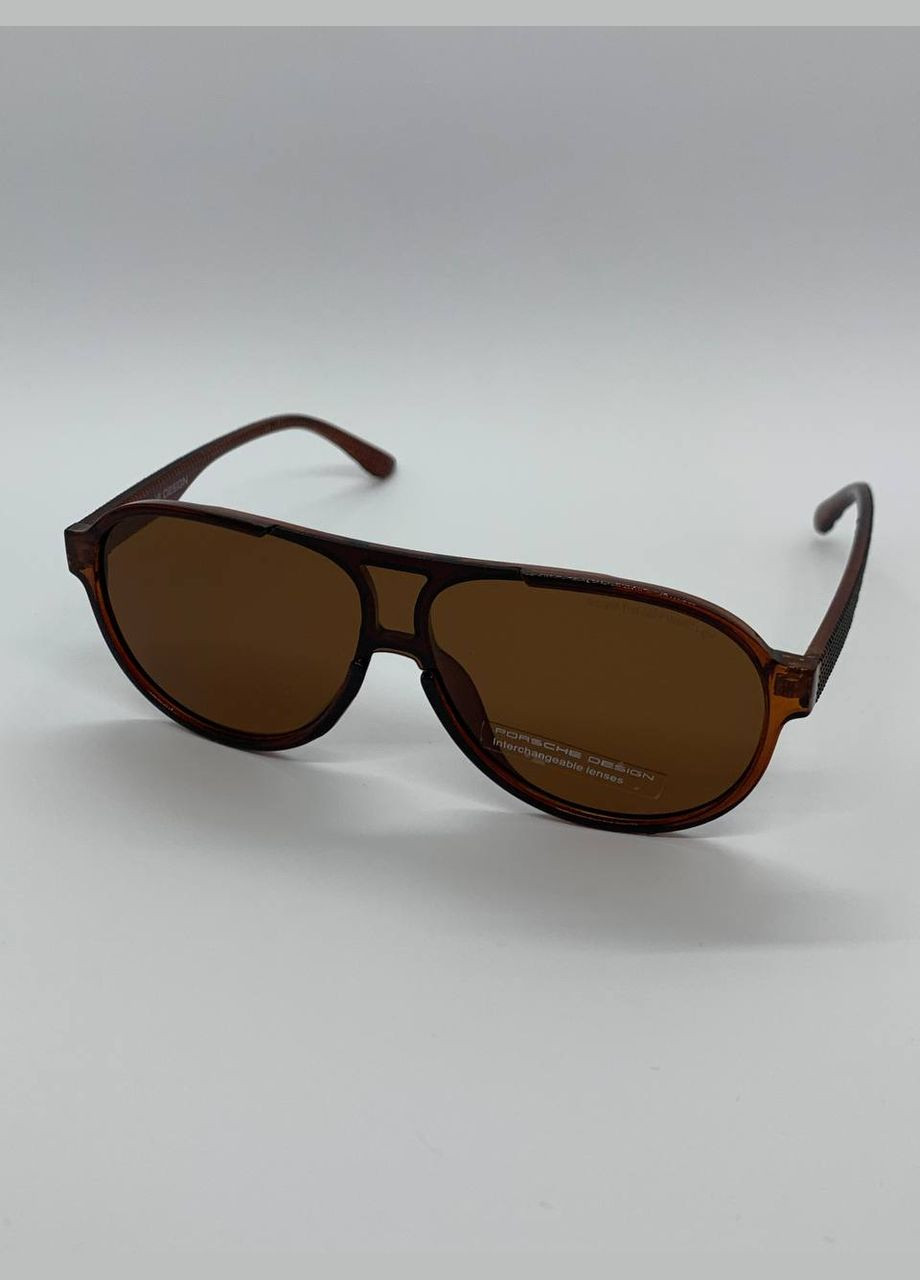 Чоловічі сонцезахисні окуляри з поляризацією та UV400-захистом | Стильні окуляри в коричневій оправі No Brand 208-2 (341527360)