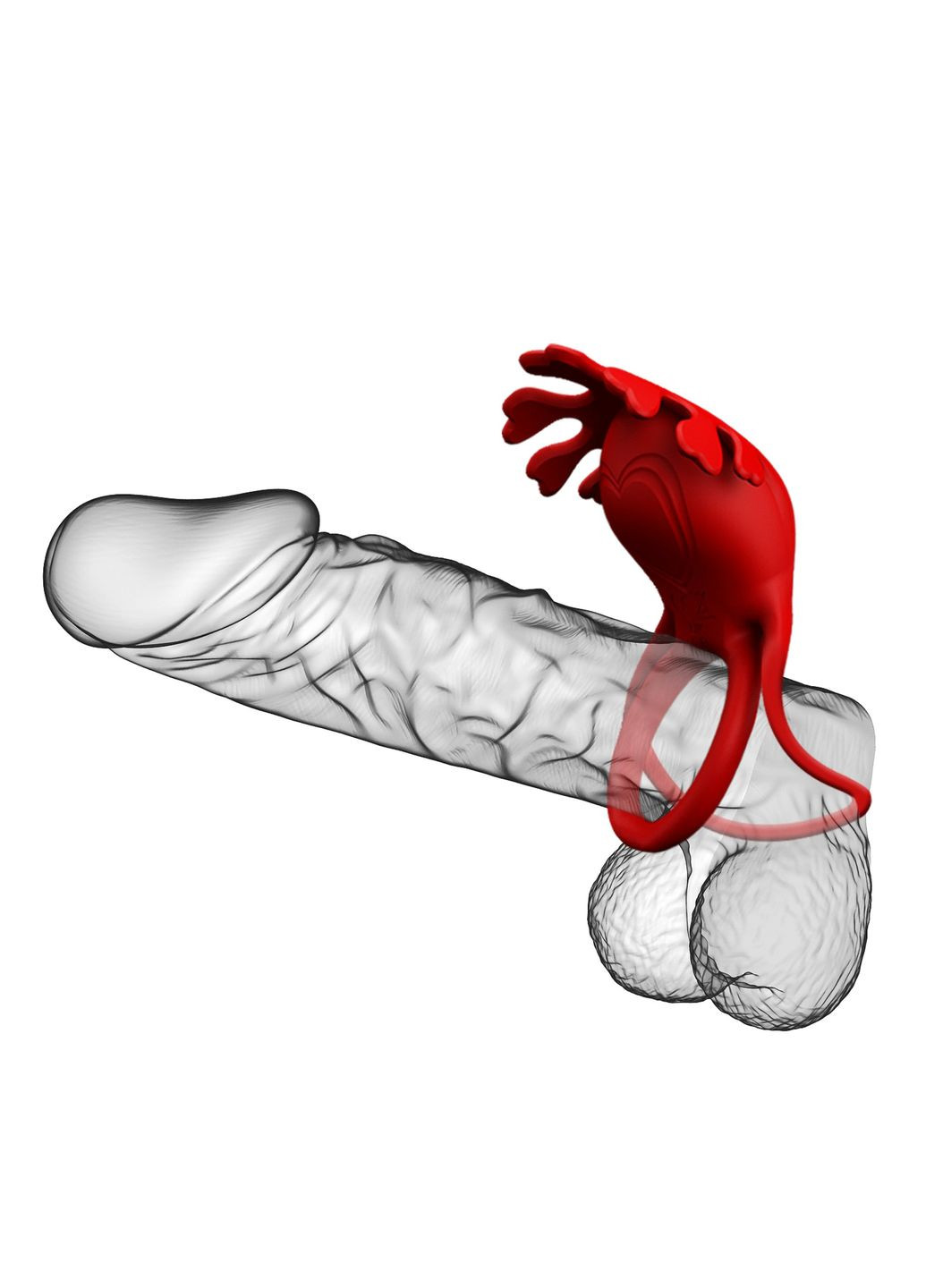 Ерекційне віброкільце Ruben зі стимулятором клітора, червоне Pretty Love (361670022)