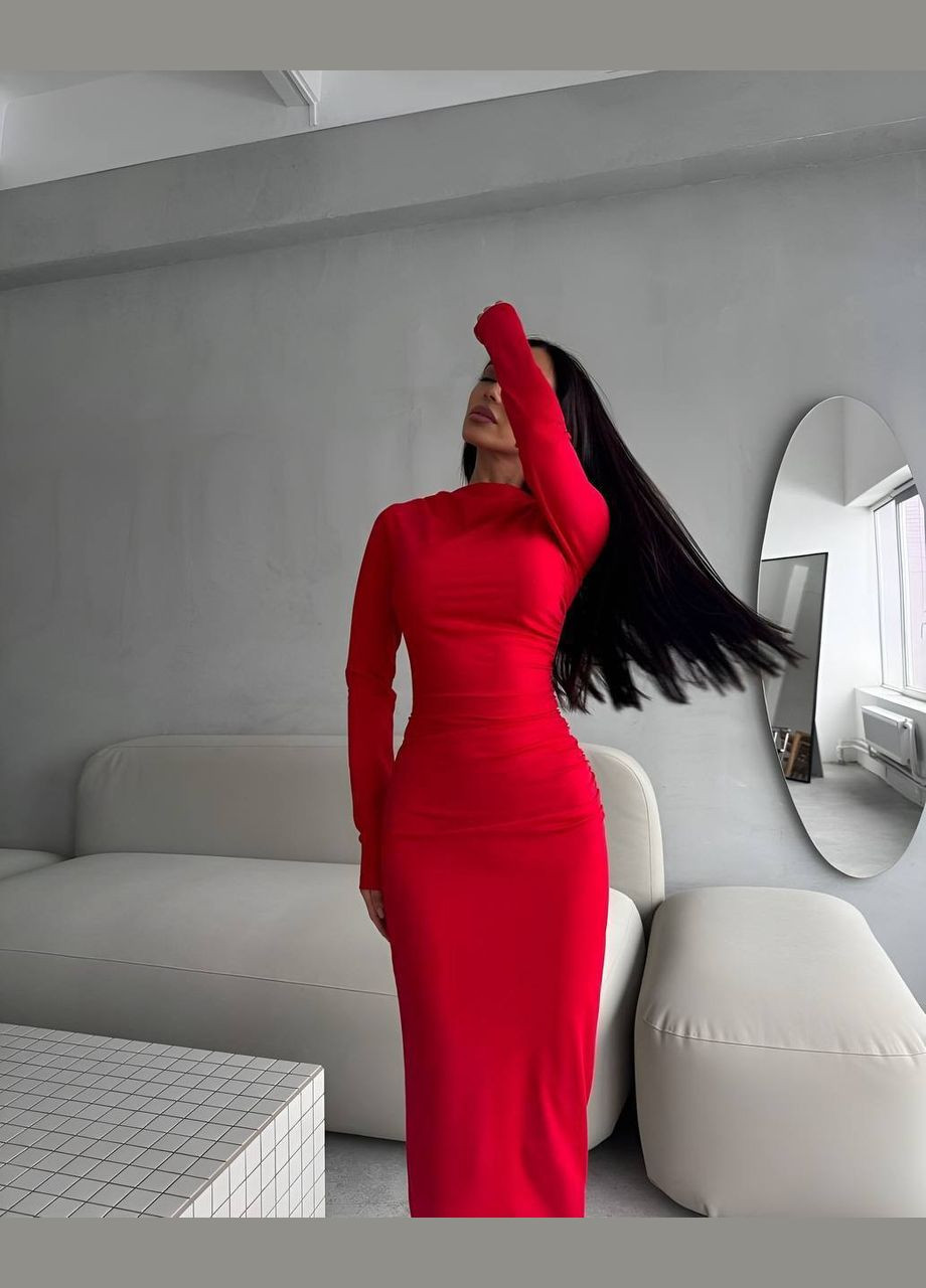 Червона святковий, спортивна, ділова, повсякденний, вечірня елегантна жіноча сукня з мікродайвінгу SAVOY BRAND