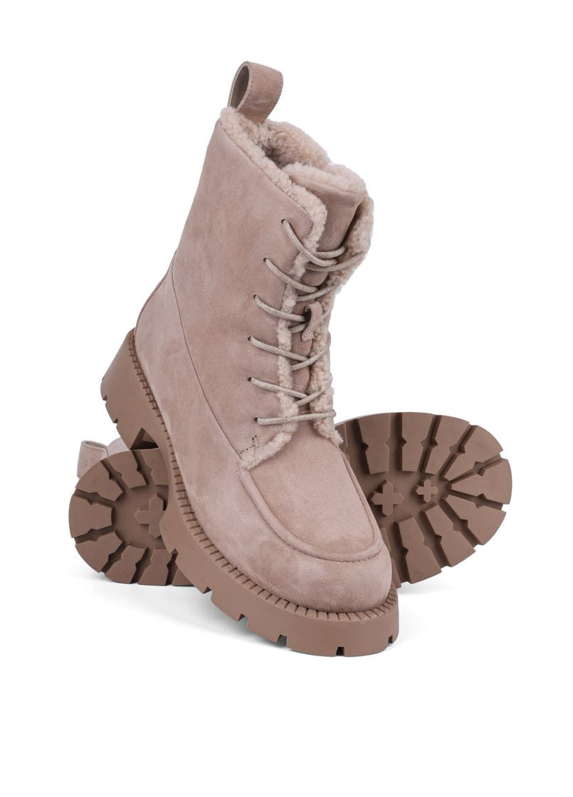 Зимние женские ботинки 010-601m-1 бежевый велюр Attizzare тканевые