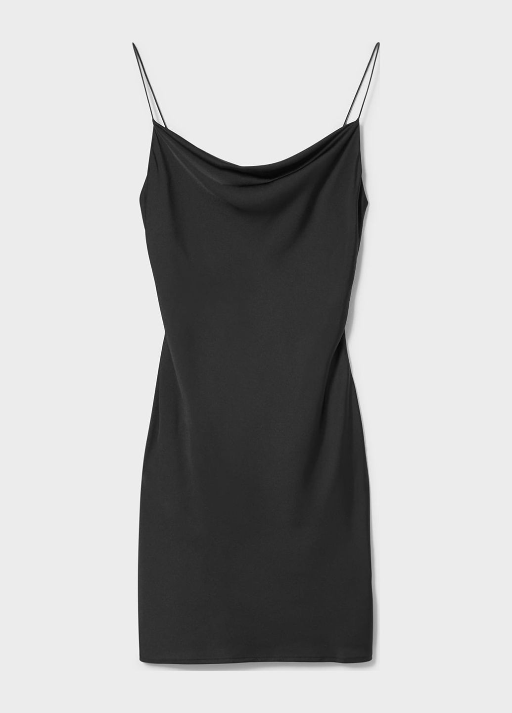 Черное кэжуал атласное платье мини C&A однотонное