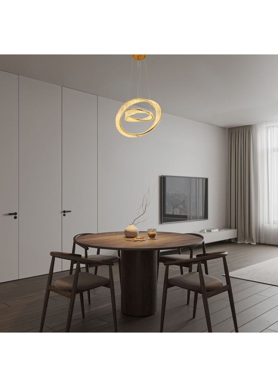 Люстра золотая "CRYSTAL" арт-деко (99-L8812C (600+400) FGD) No Brand (370072258)