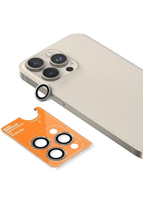 Защитное стекло Metal на камеру для Apple iPhone 16 Pro / 16 Pro Max / 15 Pro / 15 Pro Max Натуральный Титан/Natural Titanium Blueo (369646238)