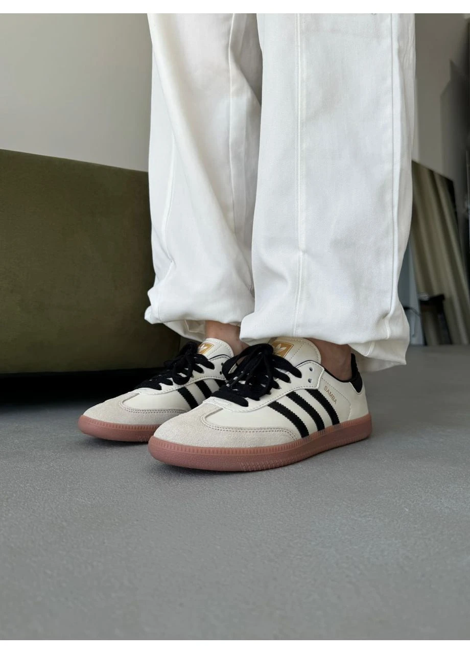 Черные летние кроссовки adidas samba black/beige адидас самба No Brand