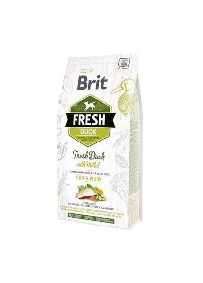 Сухий корм для дорослих активних собак, з качкою та пшоном, 2,5 кг Brit Fresh (322874791)