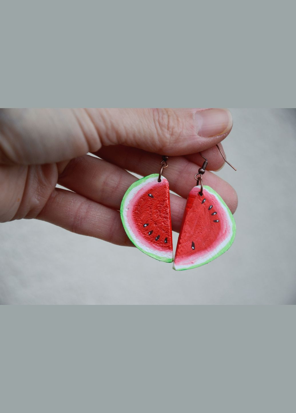 Авторські дерев'яні сережки "Кавун 2" Lucy Kozyra (325454992)