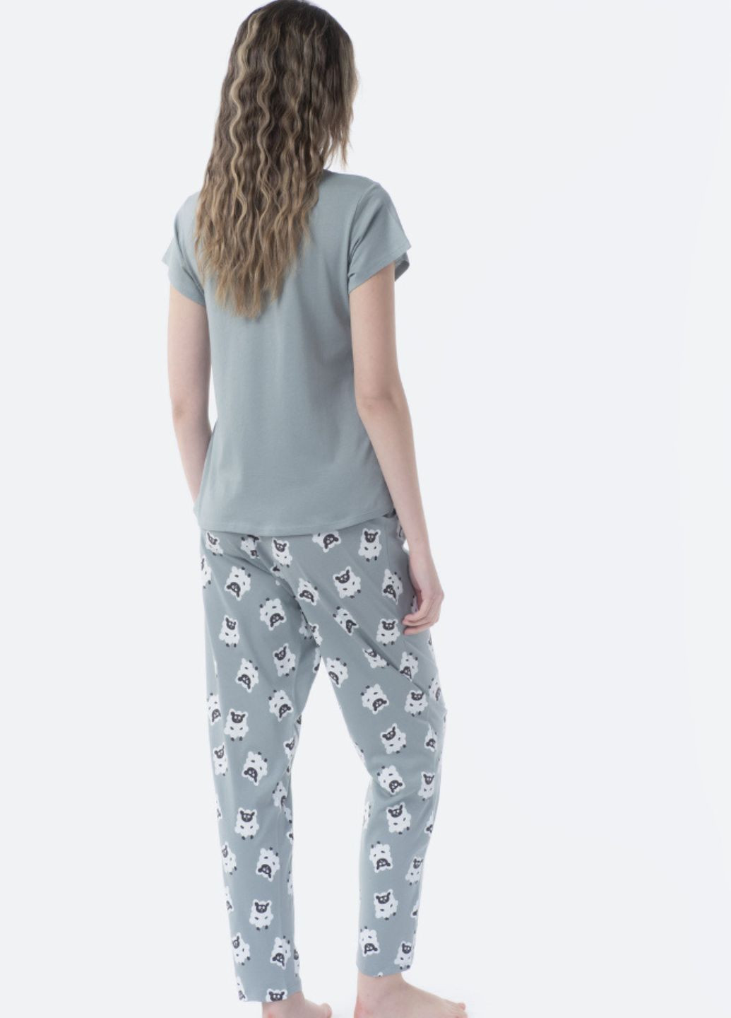 Оливкова всесезон жіноча піжама. бавовна футболка + штани Tex