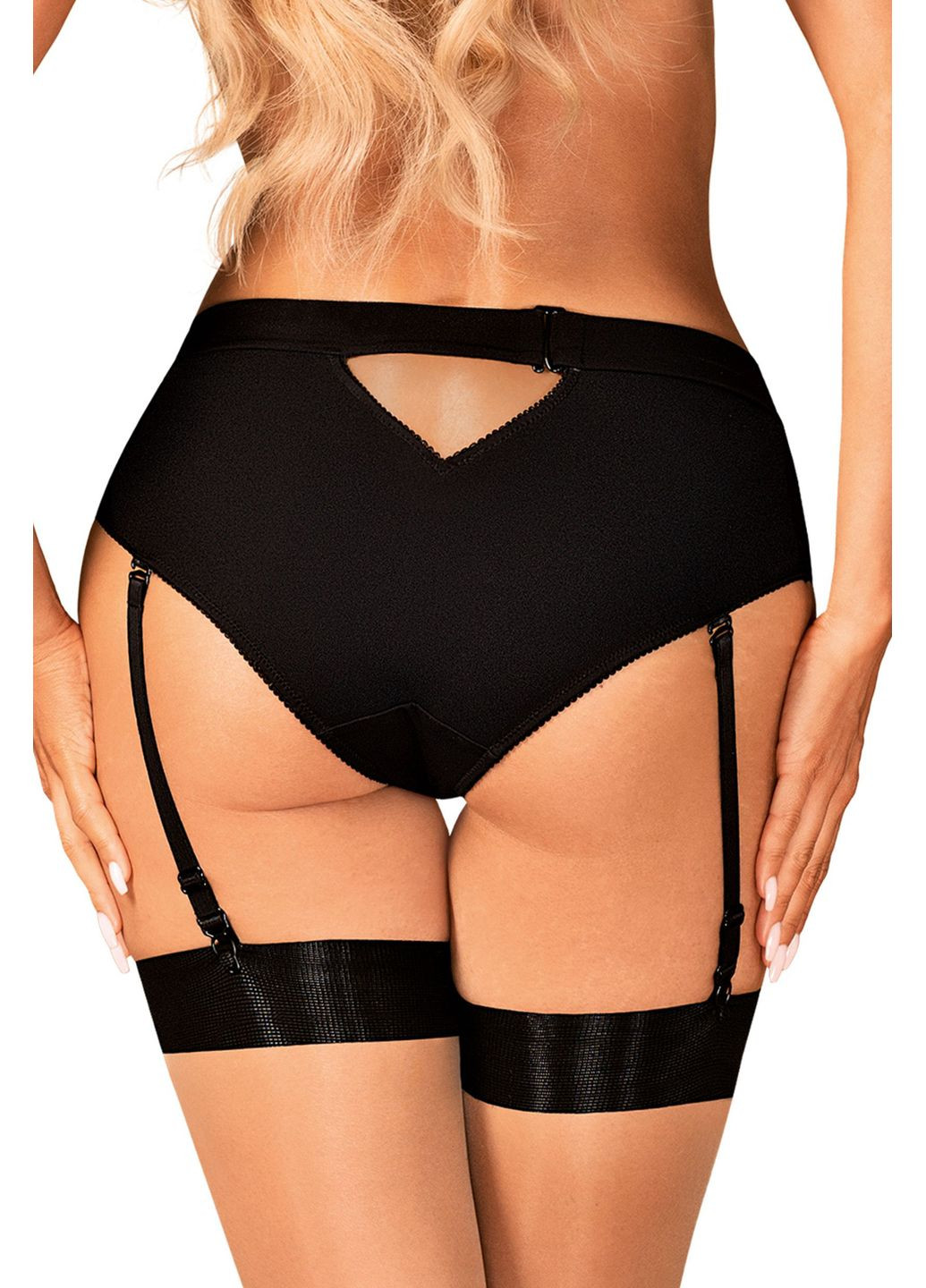 Черный демисезонный трусики с пажами для чулок editya garter Obsessive