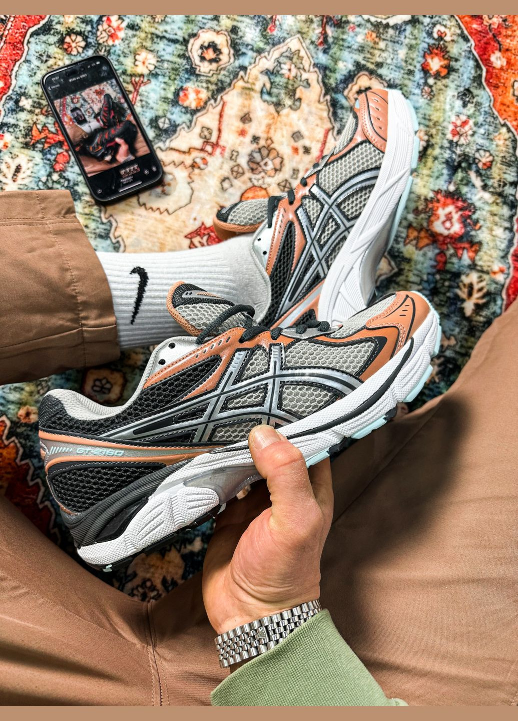 Сірі Осінні кросівки чоловічі і жіночі asics gt-2160 gray brick dust| асікс gt-2160 сірі коричневі No Brand