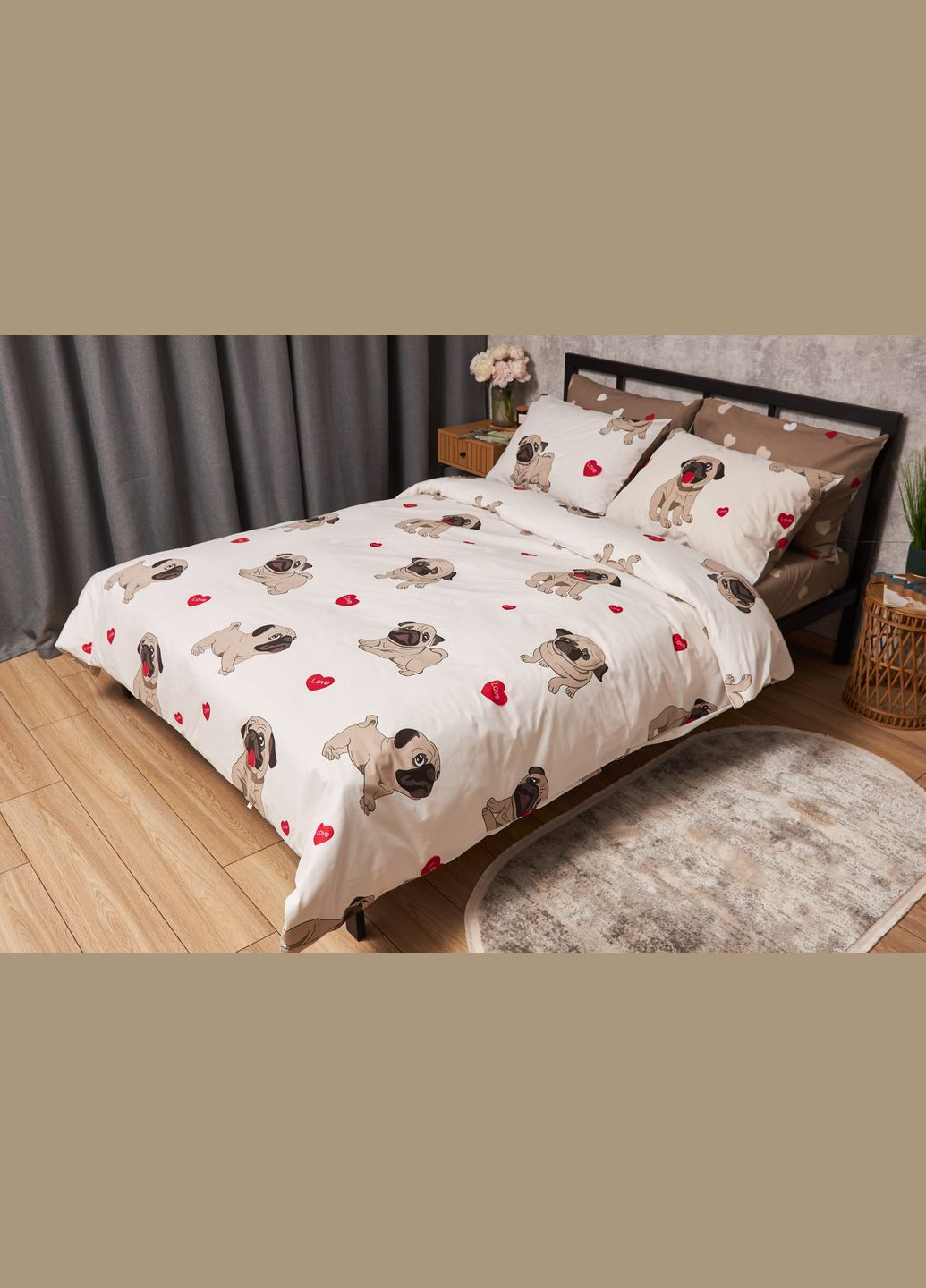 Комплект постільної білизни Бязь Gold Люкс «» King Size 220x240 наволочки 2х50х70 (MS-820005706) Moon&Star Bulldog Love (302973794)