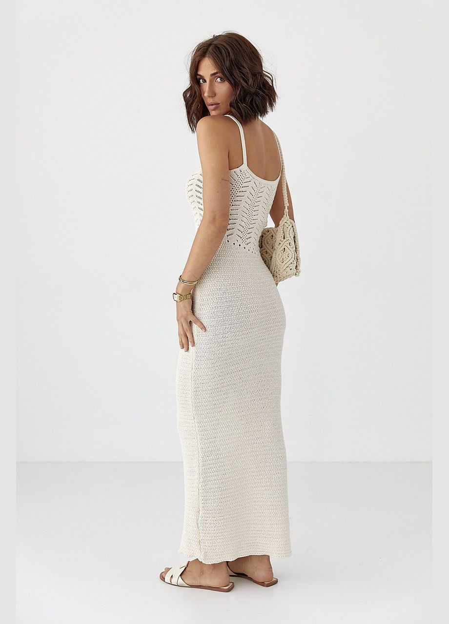 Бежева довга літня в'язана сукня Lurex