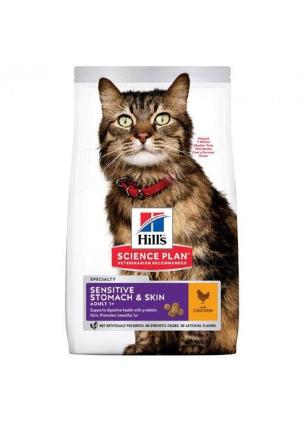 Корм сухий для кішок з чутливим травленням Science Plan Feline Adult Sensitive Stomach & Skin 0,3 кг (052742023885) Hill's (307981069)