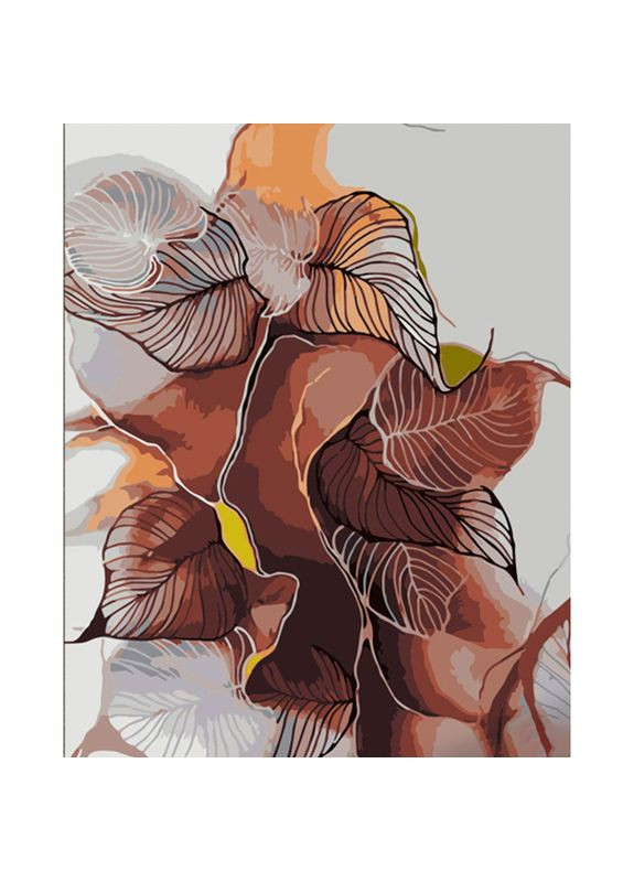 Картина за номерами ПРЕМІУМ Абстрактне листя з лаком і з рівнем розміром см (DY426) Strateg (362432354)