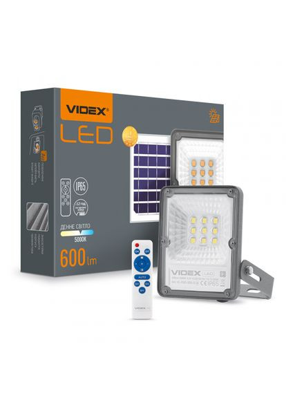 Прожектор на сонячній батареї VLFSO-205 10 Вт 5000 K (25742) Videx (284106761)