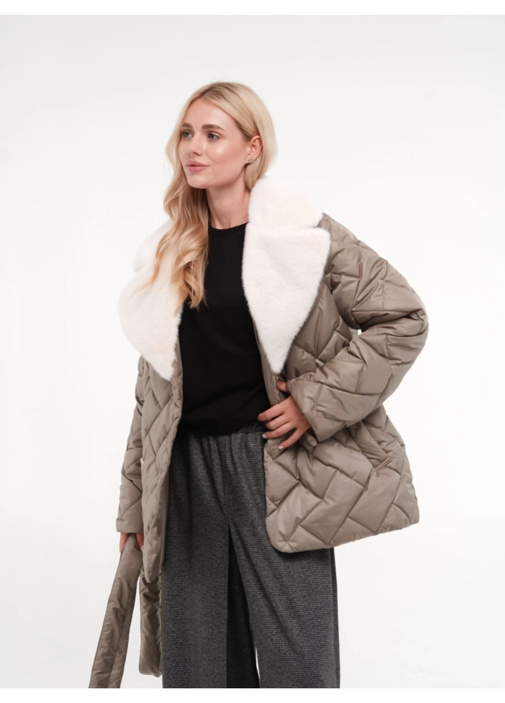 Оливкова зимня двобортна куртка куртка-пальто Alberto Bini