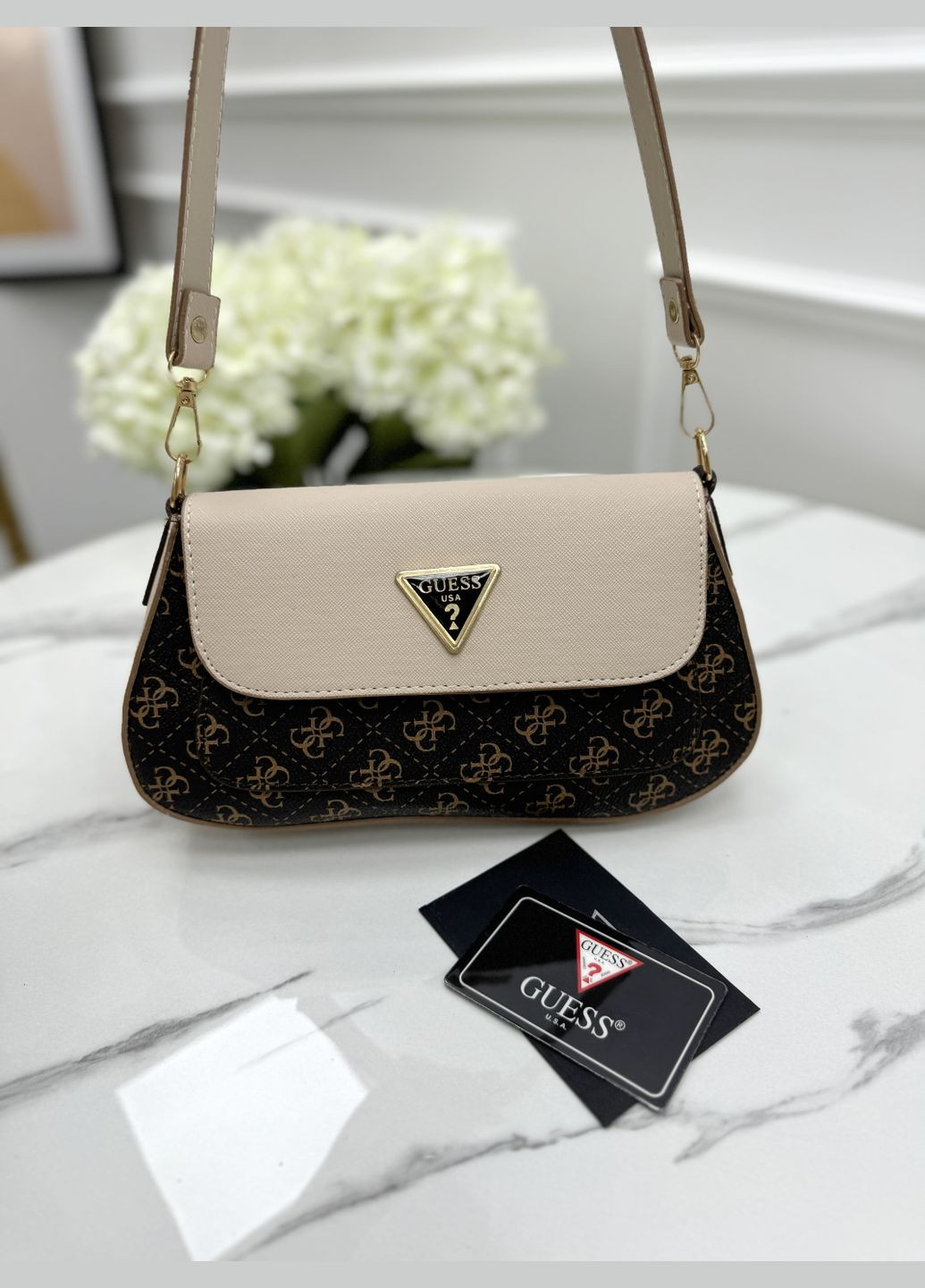 Сумка Гесс MINI багет коричневый+бежевый No Brand (322375673)